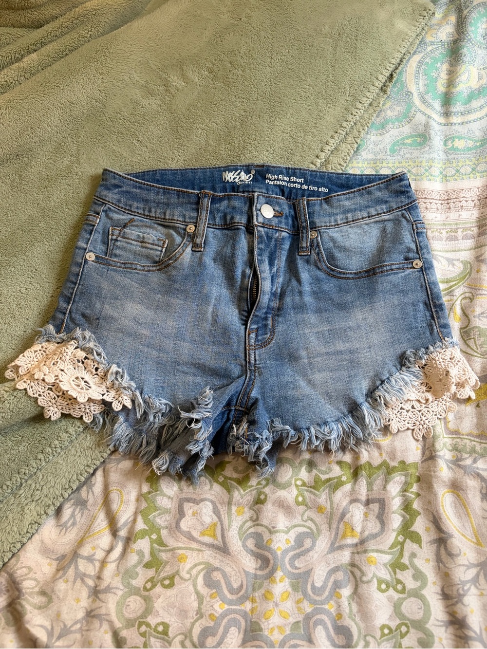 Mossimo Supply Co. Light Blue Denim Shorts with Lace Trim